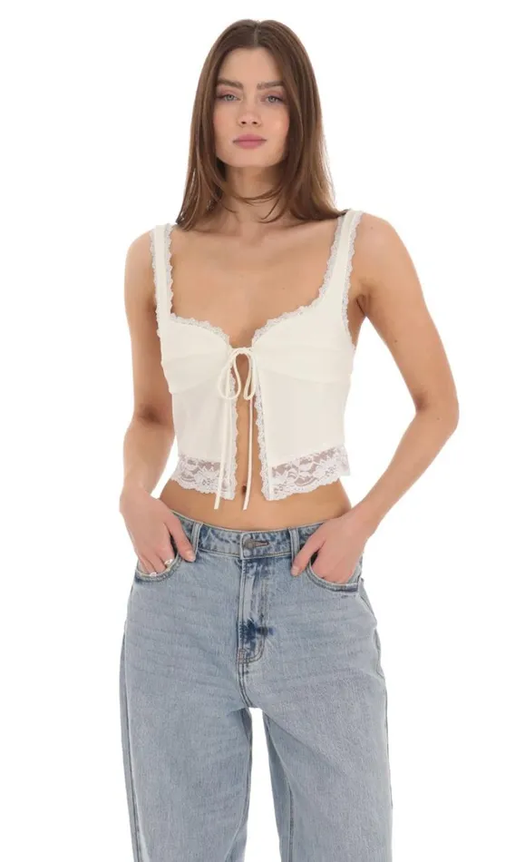 Lace Vest Top Cream Women LUCY IN THE SKY Tops