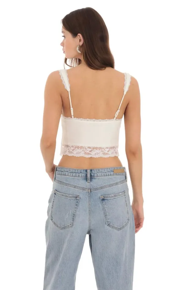 Lace Vest Top Cream Women LUCY IN THE SKY Tops Lace Vest Top Cream Women LUCY IN THE SKY Tops