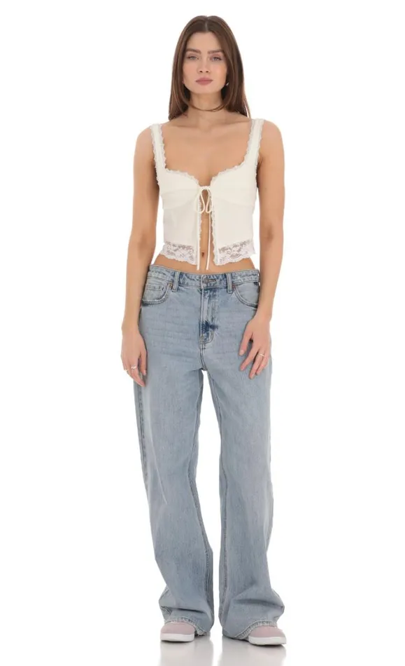 Lace Vest Top Cream Women LUCY IN THE SKY Tops Lace Vest Top Cream Women LUCY IN THE SKY Tops