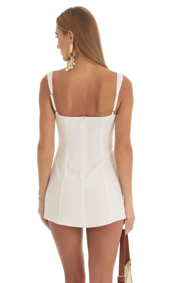 Laced Striped Dress White Women LUCY IN THE SKY Mini Dresses Laced Striped Dress White Women LUCY IN THE SKY Mini Dresses