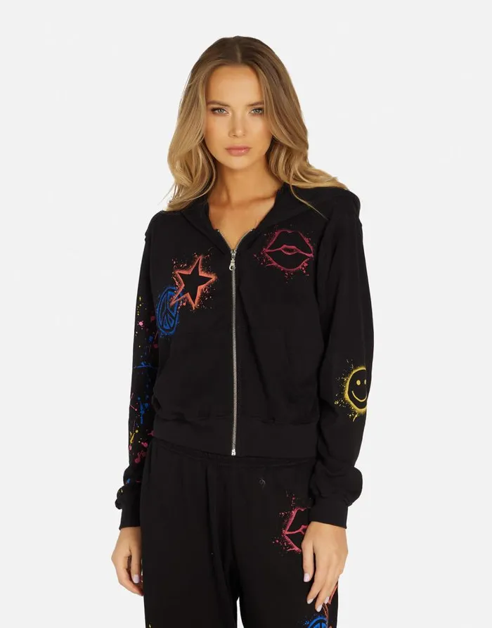 Lachelle Splatter Elements Black Women Lauren Moshi Hoodies