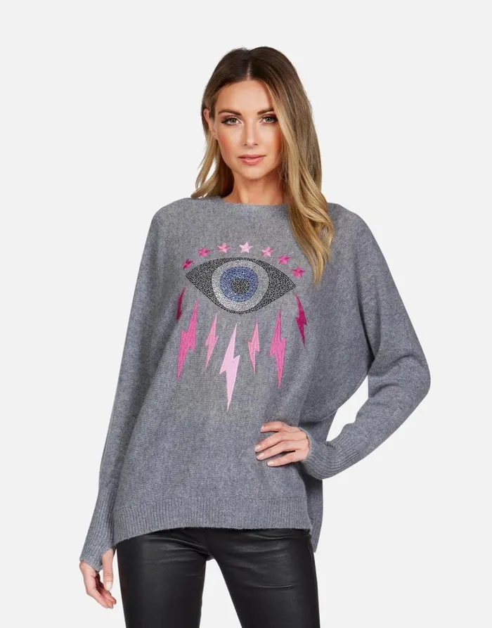 Ladona Electric Evil Eye Charcoal Women Lauren Moshi Sweaters and Knits