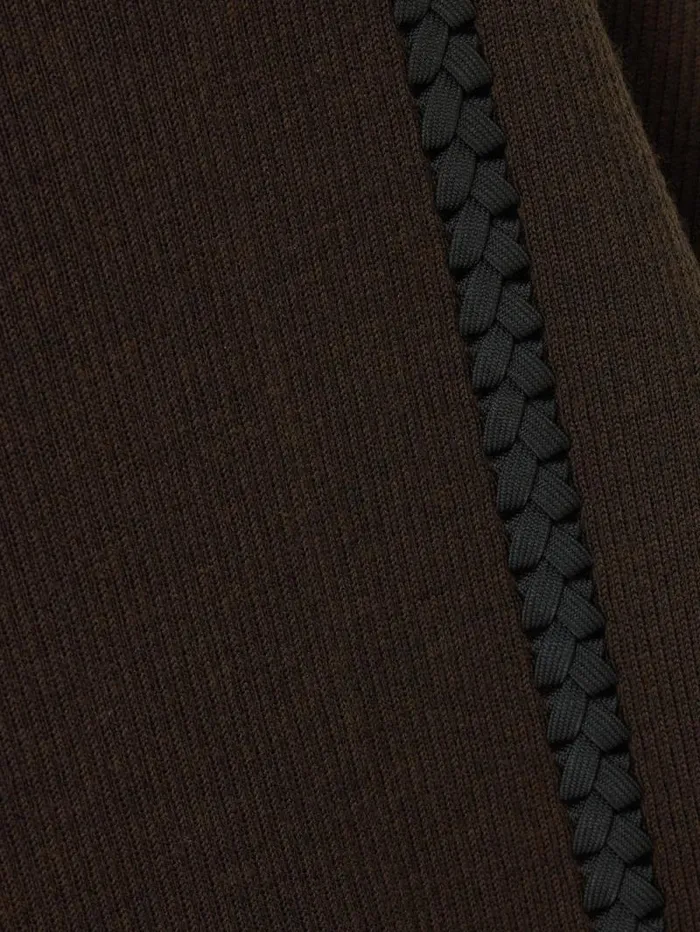 Lattice Trim Knitted Dress Brown Women Jigsaw Knitwear and Cashmere