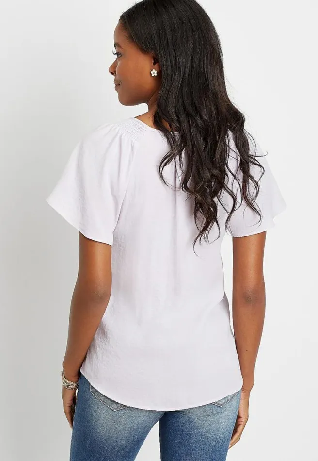 Lavender Flutter Sleeve Blouse Women Maurices Tops