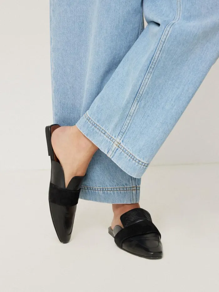 Leather Backless Loafer Black Women Jigsaw Wallets and Card Holders