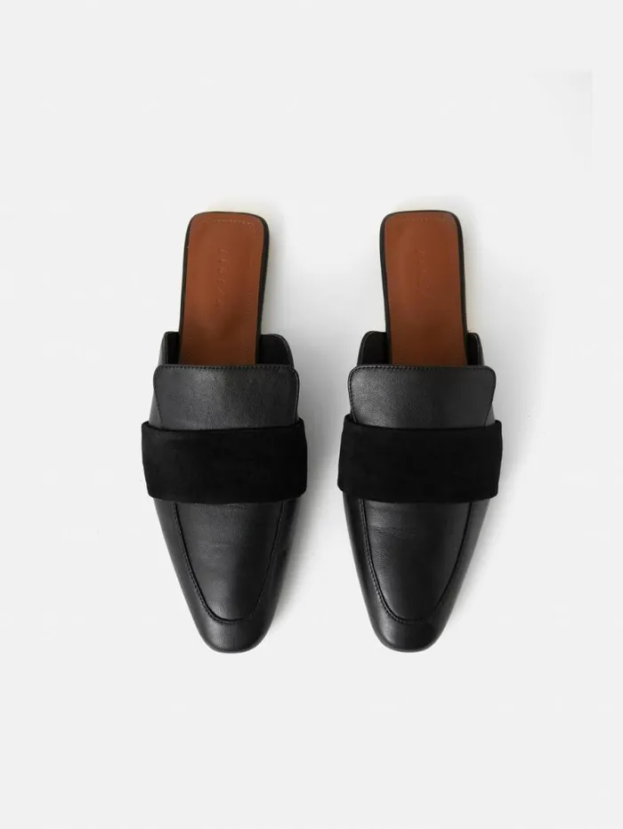 Leather Backless Loafer Black Women Jigsaw Wallets and Card Holders