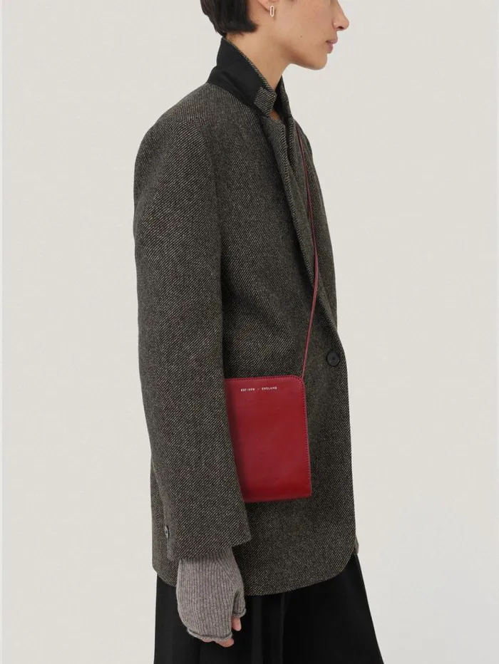 Leather Crossbody Phone Bag Red Women Jigsaw Wallets and Card Holders