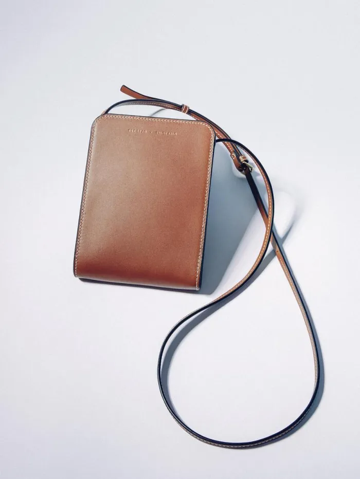 Leather Crossbody Phone Bag Tan Women Jigsaw Bags