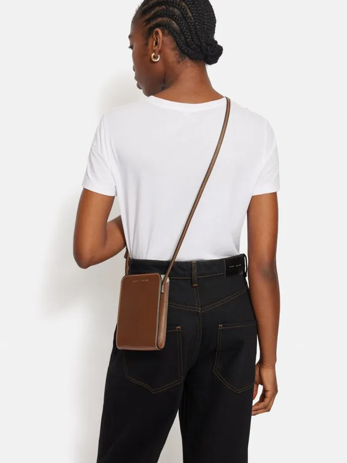 Leather Crossbody Phone Bag Tan Women Jigsaw Bags