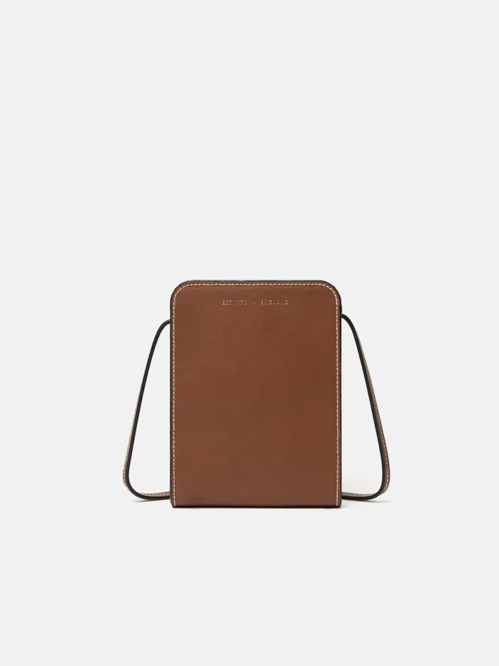 Leather Crossbody Phone Bag Tan Women Jigsaw Bags