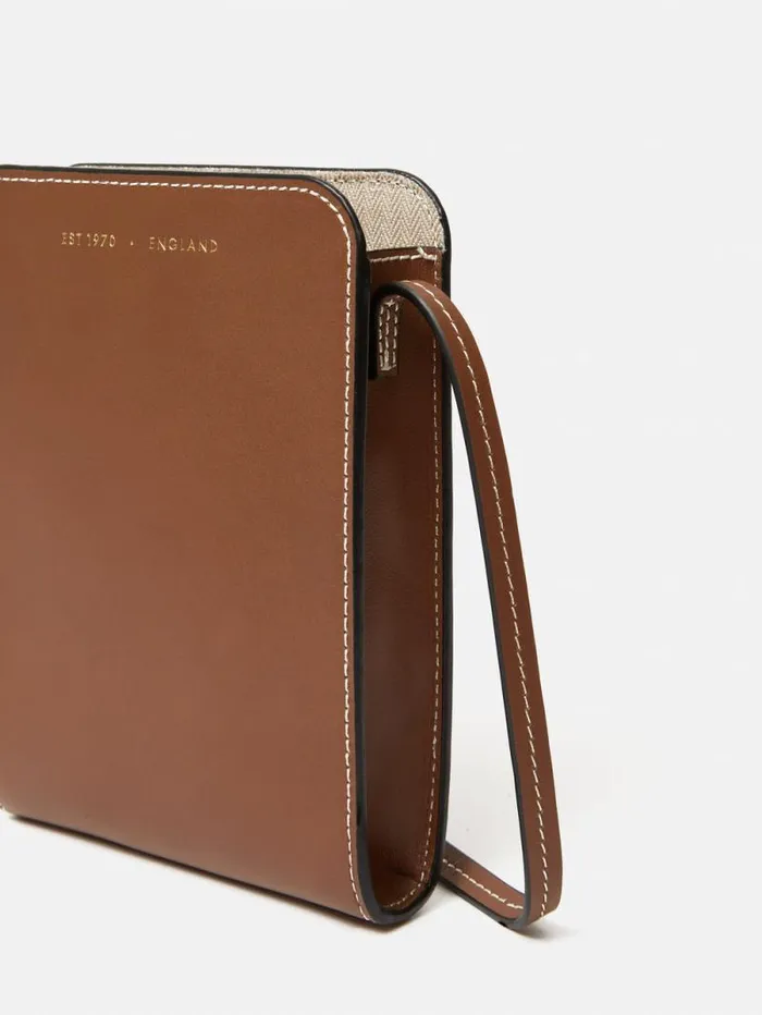 Leather Crossbody Phone Bag Tan Women Jigsaw Bags