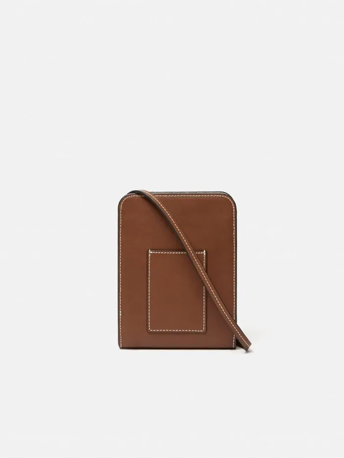 Leather Crossbody Phone Bag Tan Women Jigsaw Bags