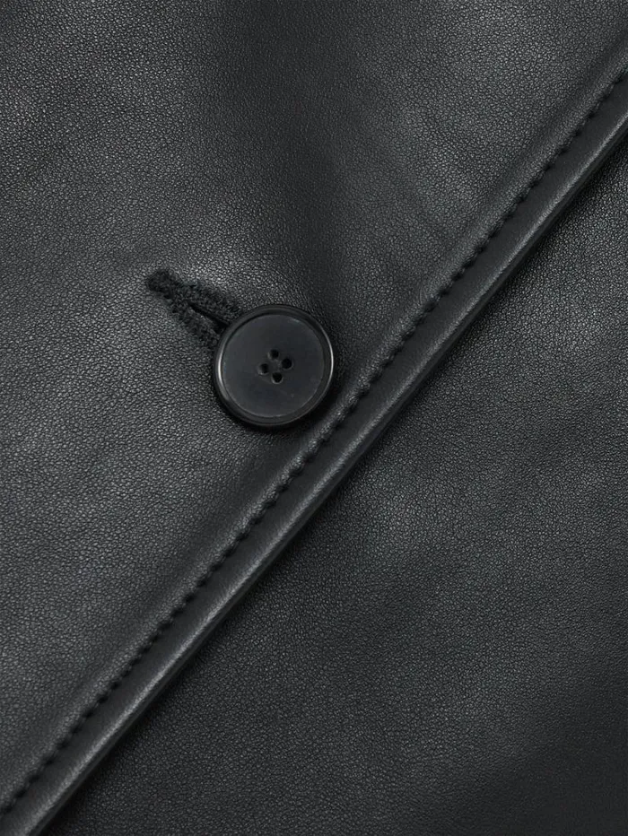Leather Tailored Blazer Black Women Jigsaw Coats and Jackets