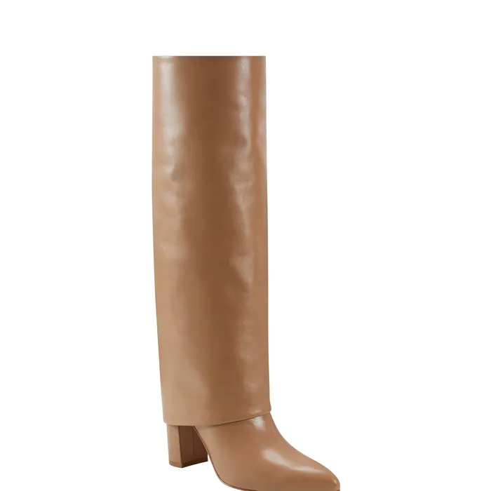 Leina Block Heel Pointy Toe Dress Boot Tan Women Dress Boots Marc Fisher
