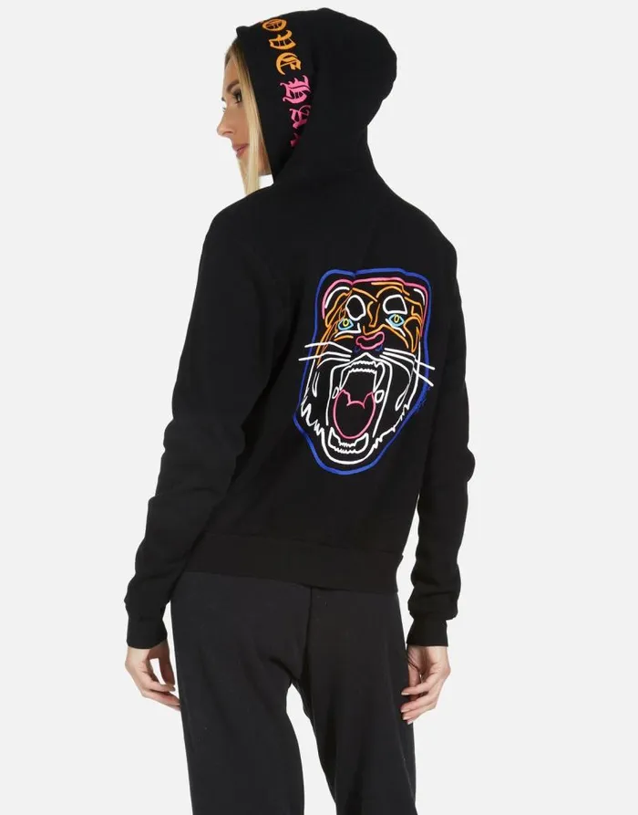 Lennox Neon Line Tiger Black Women Lauren Moshi Hoodies