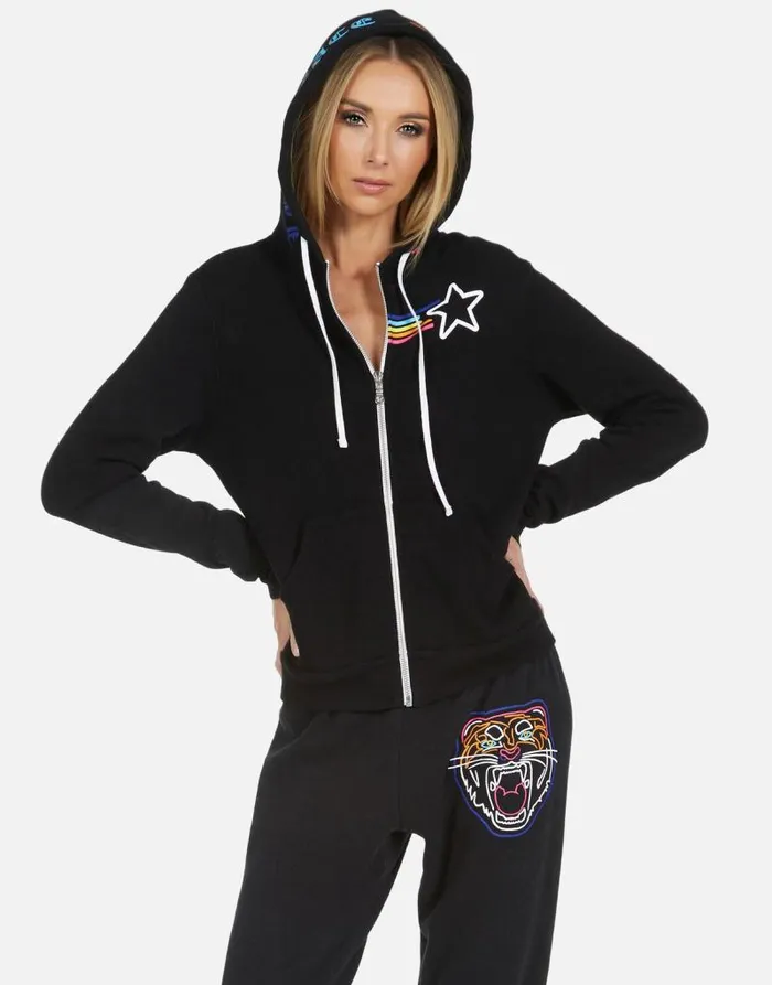 Lennox Neon Line Tiger Black Women Lauren Moshi Hoodies