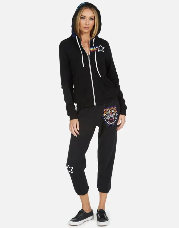 Lennox Neon Line Tiger Black Women Lauren Moshi Hoodies