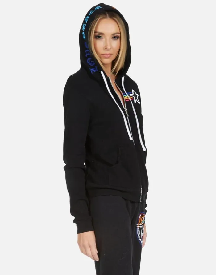 Lennox Neon Line Tiger Black Women Lauren Moshi Hoodies