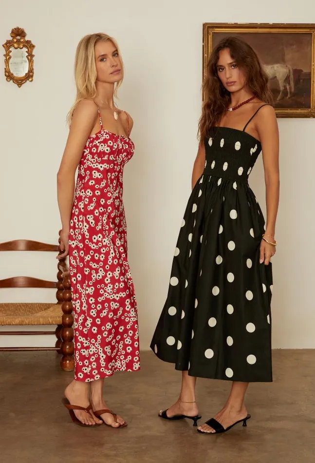 Leo Peony Print Spaghetti Strap Midi Dress PreOrder Women Ciao Lucia Evening Dresses