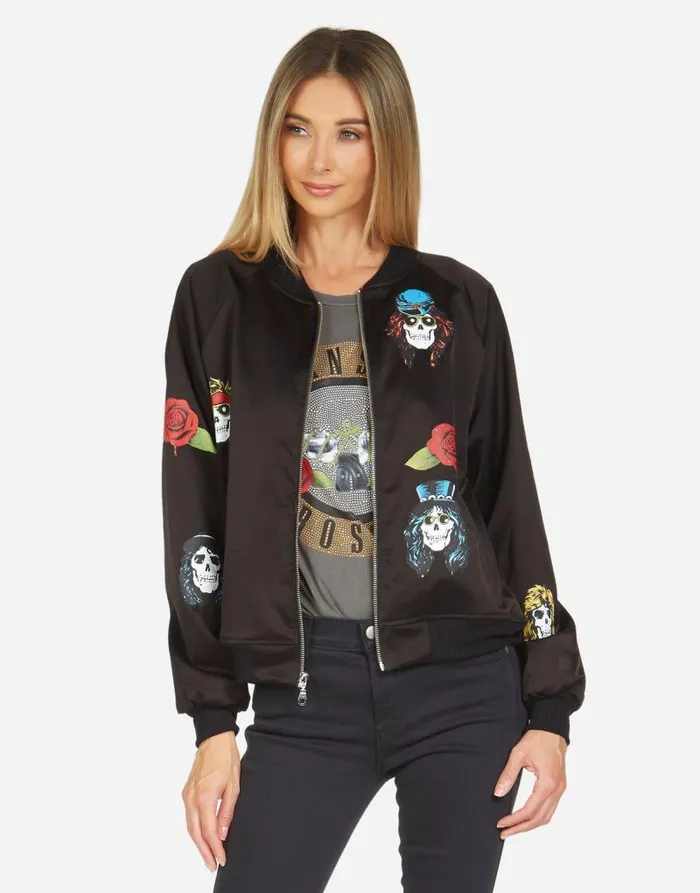 Levelle Guns N039 Roses Black Orange Women Lauren Moshi Jackets