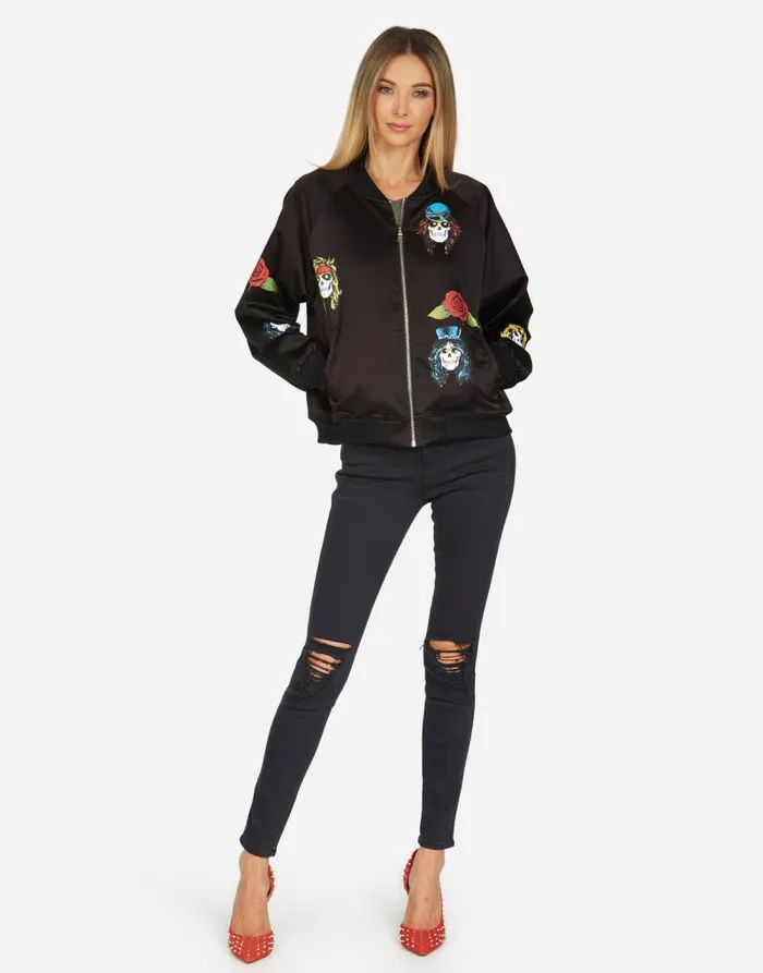 Levelle Guns N039 Roses Black Orange Women Lauren Moshi Jackets