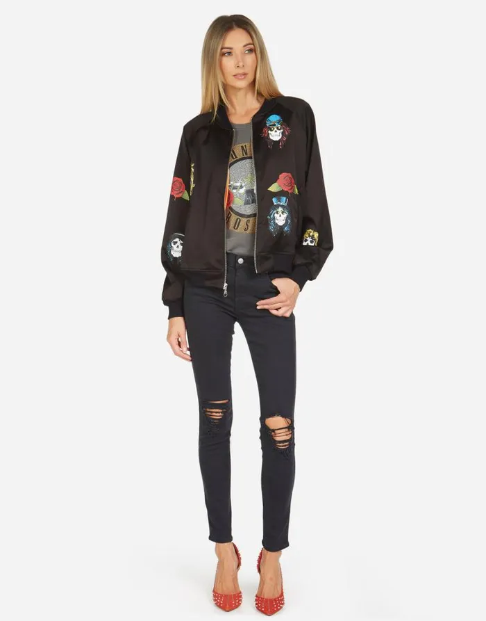 Levelle Guns N039 Roses Black Orange Women Lauren Moshi Jackets