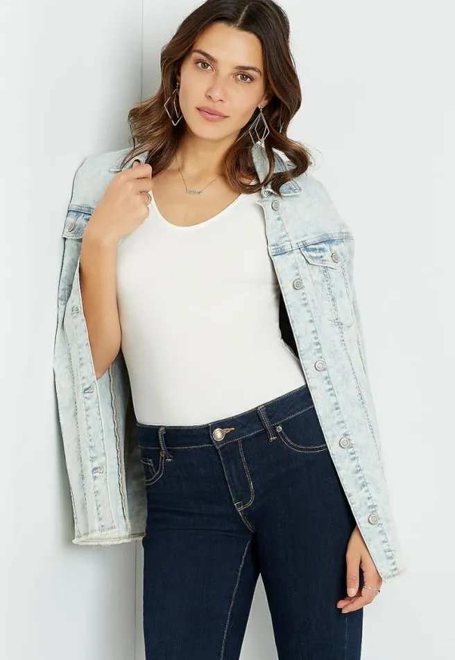 Light Wash Oversized Boyfriend Denim Jacket Women Maurices Tops