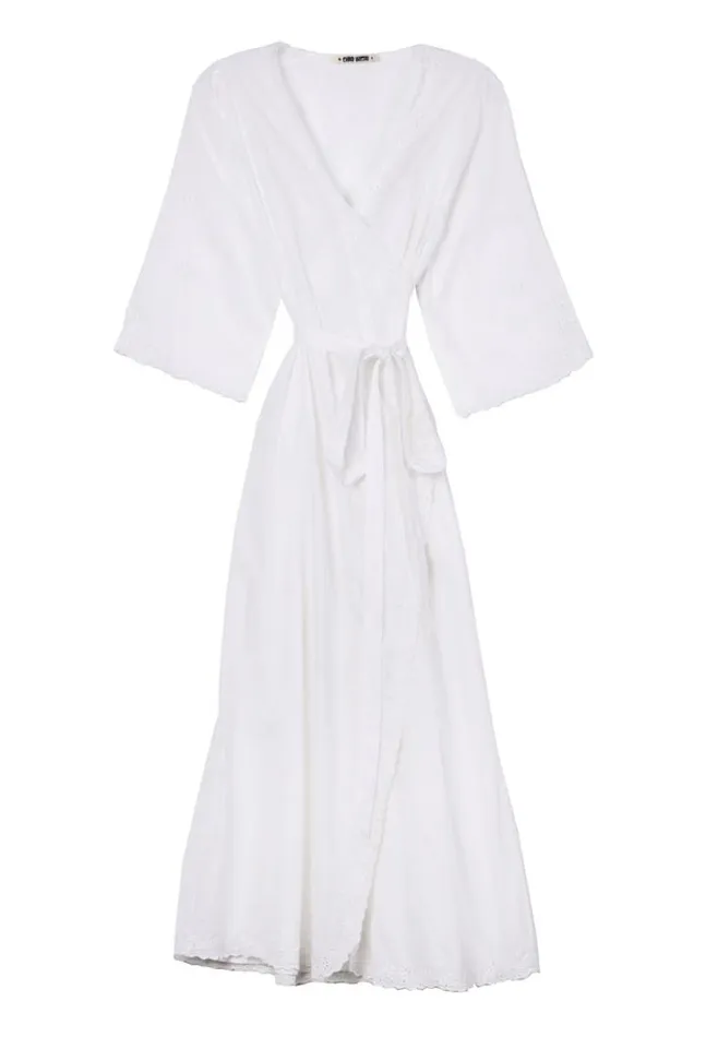 Lilou White Cotton Wrap Midi Dress Women Ciao Lucia Long Dresses