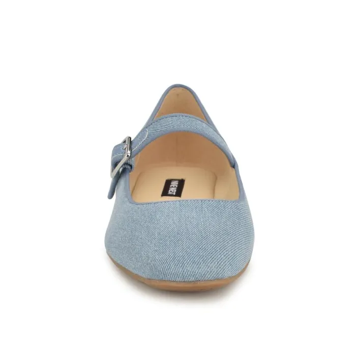 Lilow Square Toe Mary Jane Flats Denim Women Nine West Flats Lilow Square Toe Mary Jane Flats Denim Women Nine West Flats
