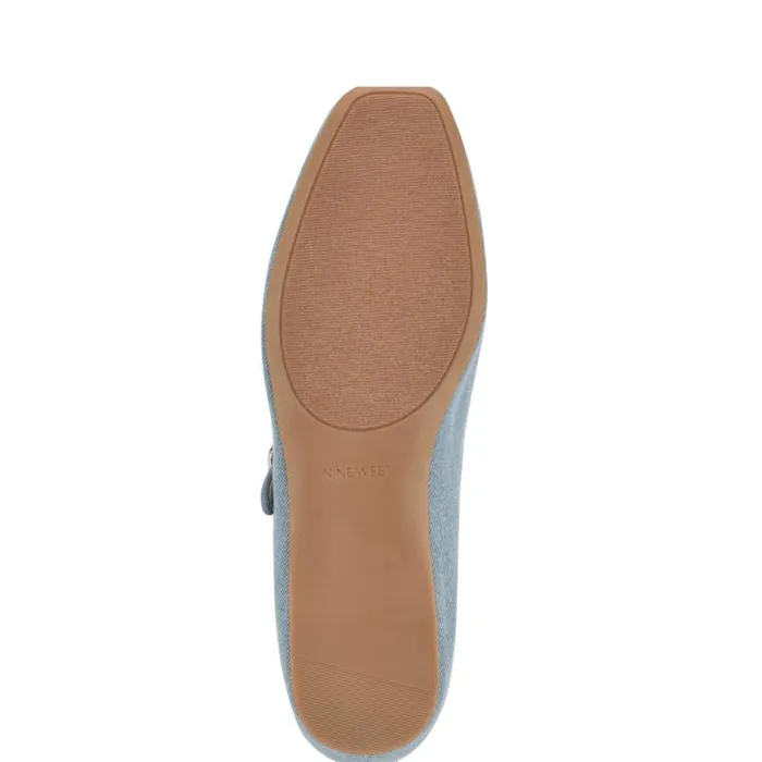 Lilow Square Toe Mary Jane Flats Denim Women Nine West Flats Lilow Square Toe Mary Jane Flats Denim Women Nine West Flats