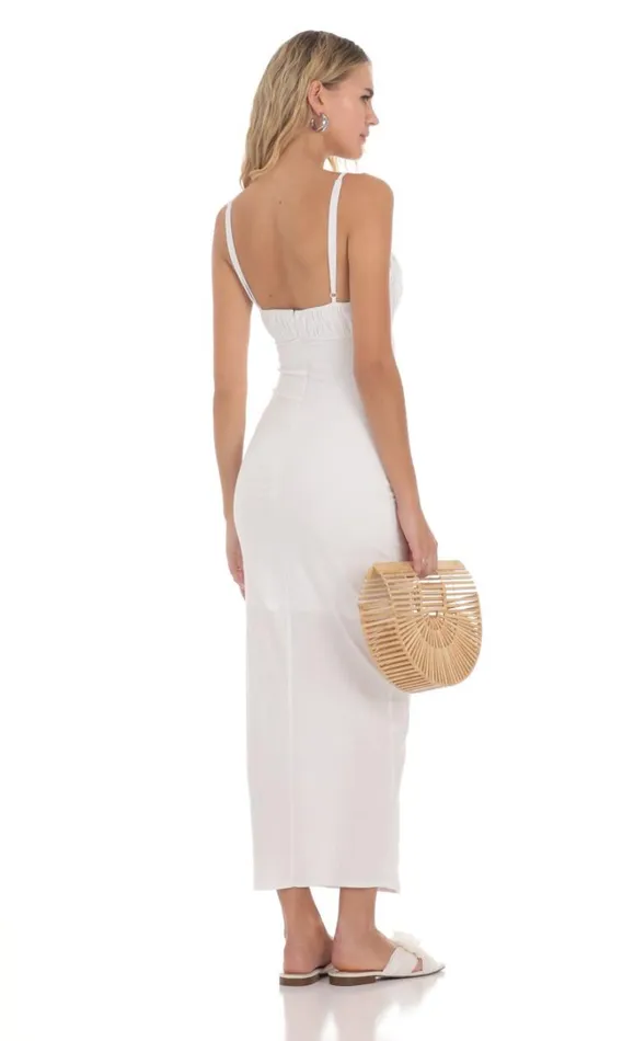 Linen Bodycon Maxi Dress White Women LUCY IN THE SKY Maxi Dresses Linen Bodycon Maxi Dress White Women LUCY IN THE SKY Maxi Dresses