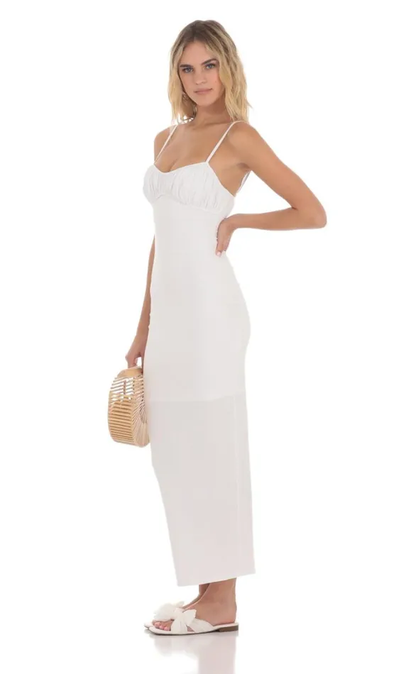 Linen Bodycon Maxi Dress White Women LUCY IN THE SKY Maxi Dresses Linen Bodycon Maxi Dress White Women LUCY IN THE SKY Maxi Dresses