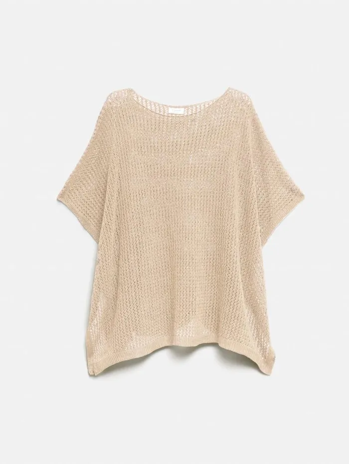 Linen Poncho Cream Women Jigsaw Ponchos and Scarves