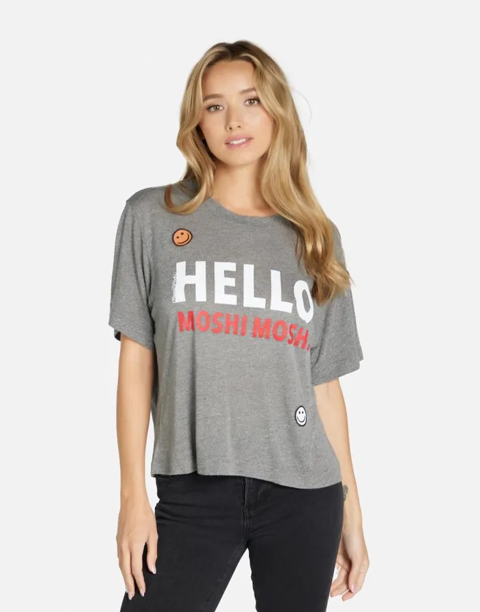 Linnea Hello Moshi Heather Grey Women Lauren Moshi Short Sleeve