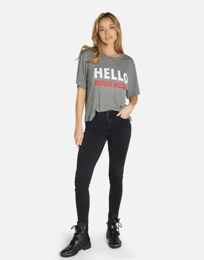 Linnea Hello Moshi Heather Grey Women Lauren Moshi Short Sleeve