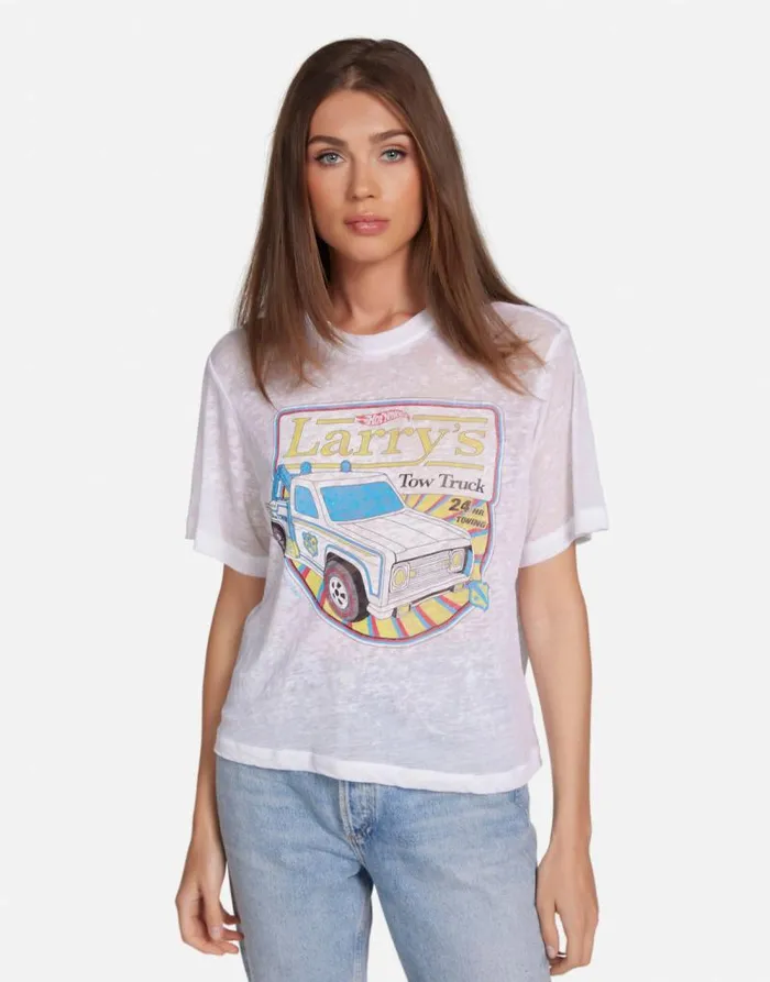 Linnea Hot Wheels Tow Truck White Burnout Women Lauren Moshi Short Sleeve