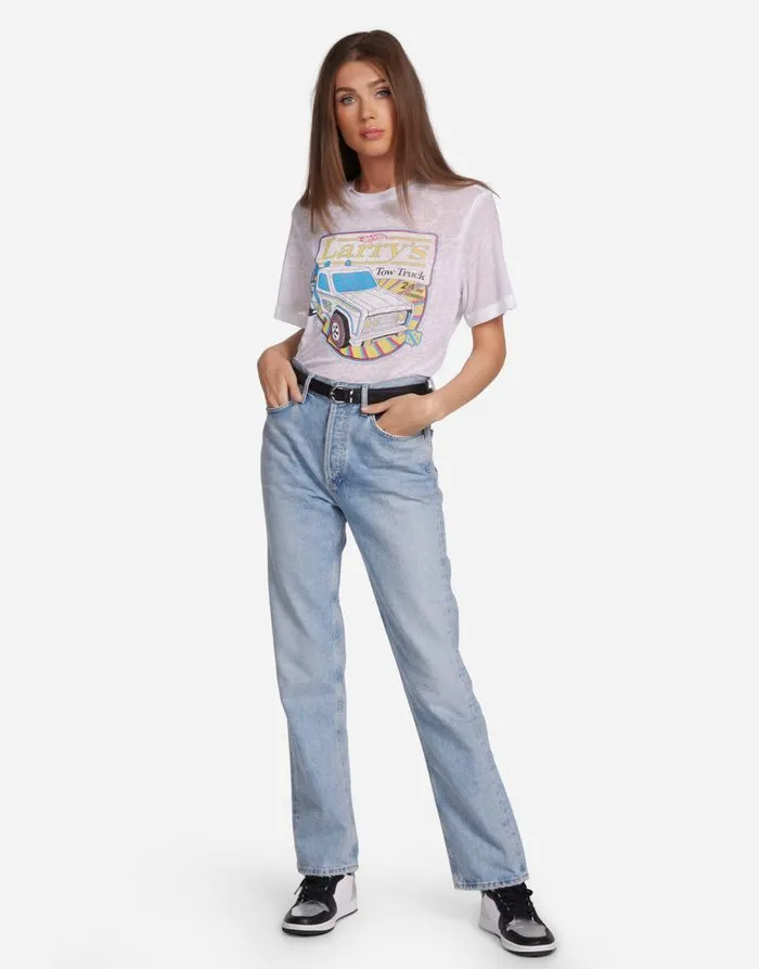 Linnea Hot Wheels Tow Truck White Burnout Women Lauren Moshi Short Sleeve