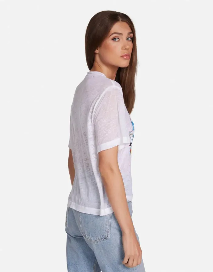 Linnea Hot Wheels Tow Truck White Burnout Women Lauren Moshi Short Sleeve