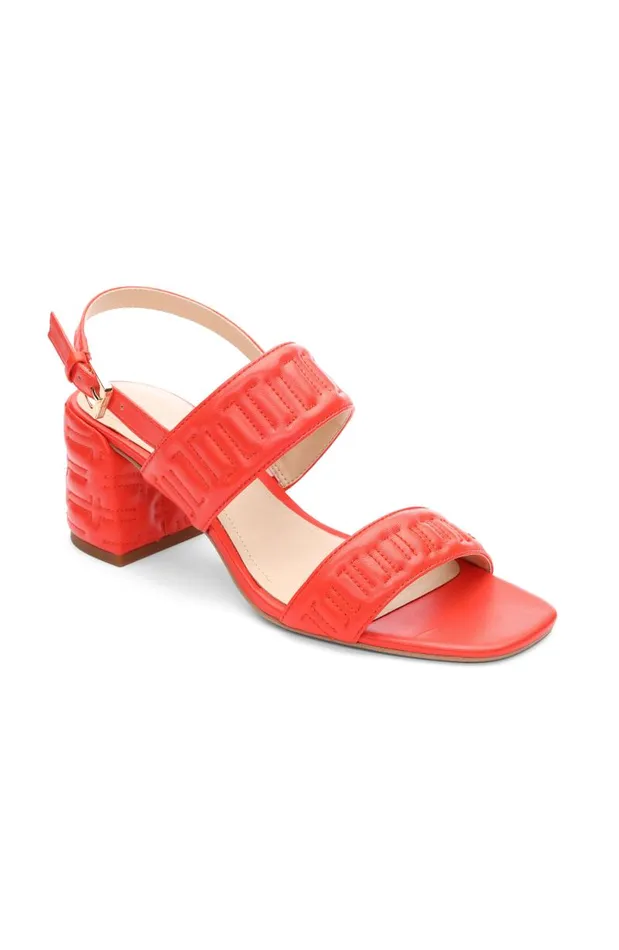 Liverpool Los Angeles Heels LAKEWOOD LOGO STITCH SLINGBACK WITH BLOCK HEEL Coral 8211 Womens