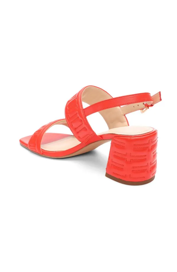 Liverpool Los Angeles Heels LAKEWOOD LOGO STITCH SLINGBACK WITH BLOCK HEEL Coral 8211 Womens