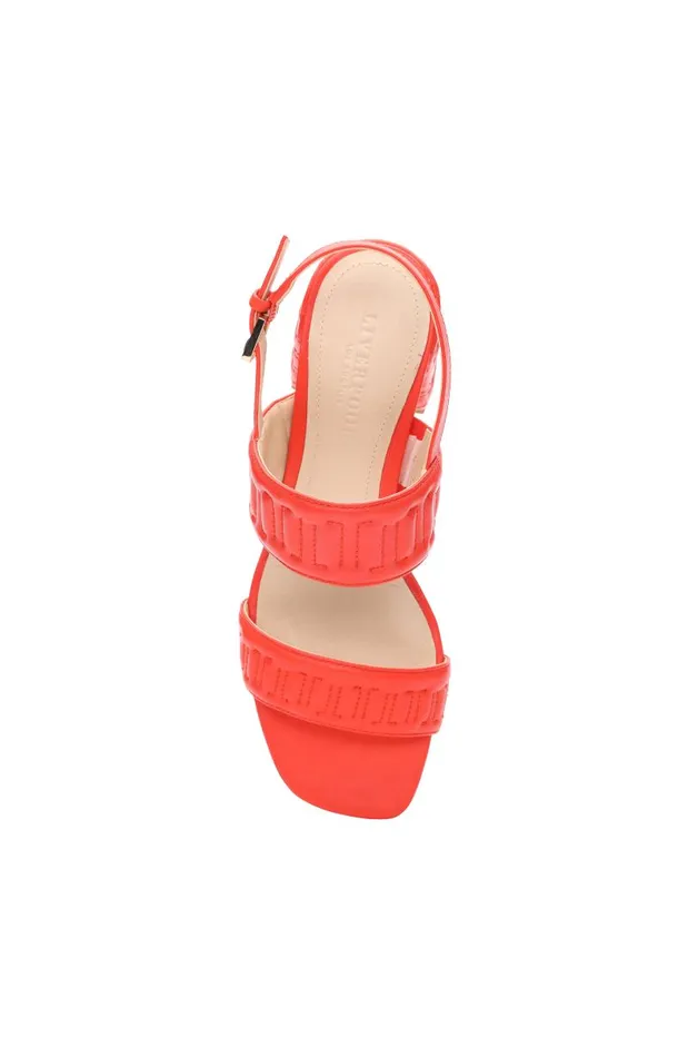 Liverpool Los Angeles Heels LAKEWOOD LOGO STITCH SLINGBACK WITH BLOCK HEEL Coral 8211 Womens