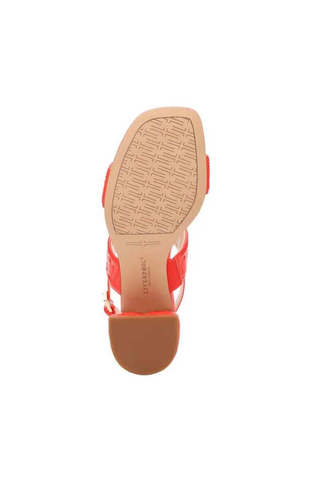 Liverpool Los Angeles Heels LAKEWOOD LOGO STITCH SLINGBACK WITH BLOCK HEEL Coral 8211 Womens