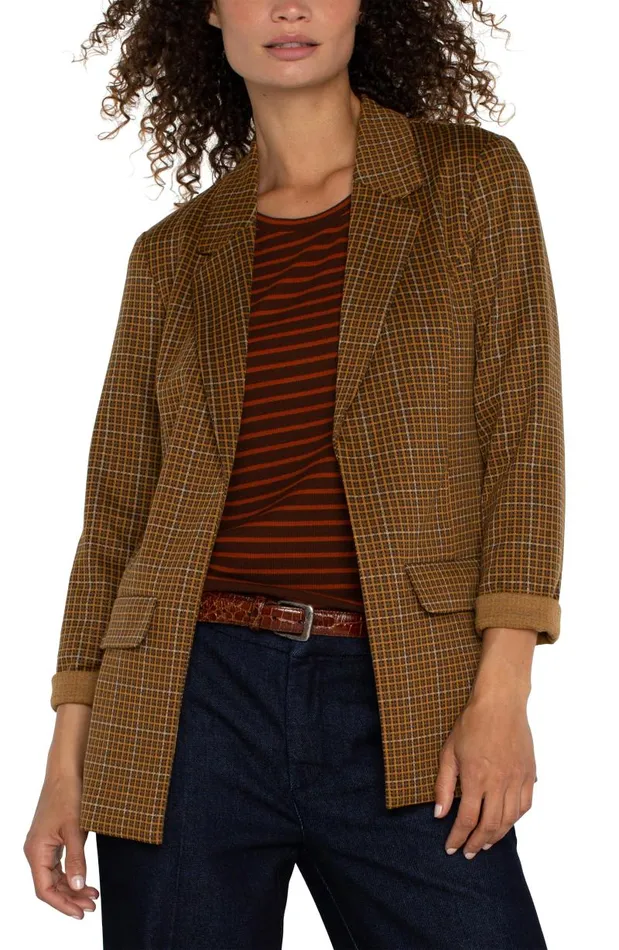 Liverpool Los Angeles Jackets BOYFRIEND BLAZER Jasper Brown Plaid 8211 Womens