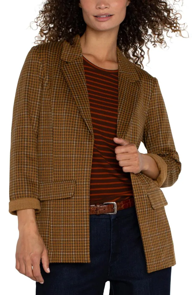 Liverpool Los Angeles Jackets BOYFRIEND BLAZER Jasper Brown Plaid 8211 Womens