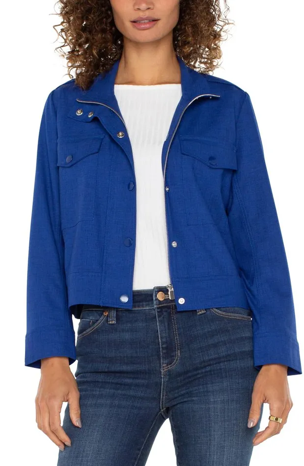 Liverpool Los Angeles Jackets UTILITY CROP JACKET Blue Topaz 8211 Womens