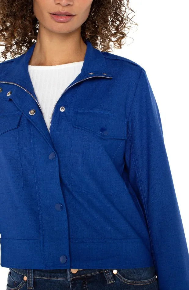 Liverpool Los Angeles Jackets UTILITY CROP JACKET Blue Topaz 8211 Womens