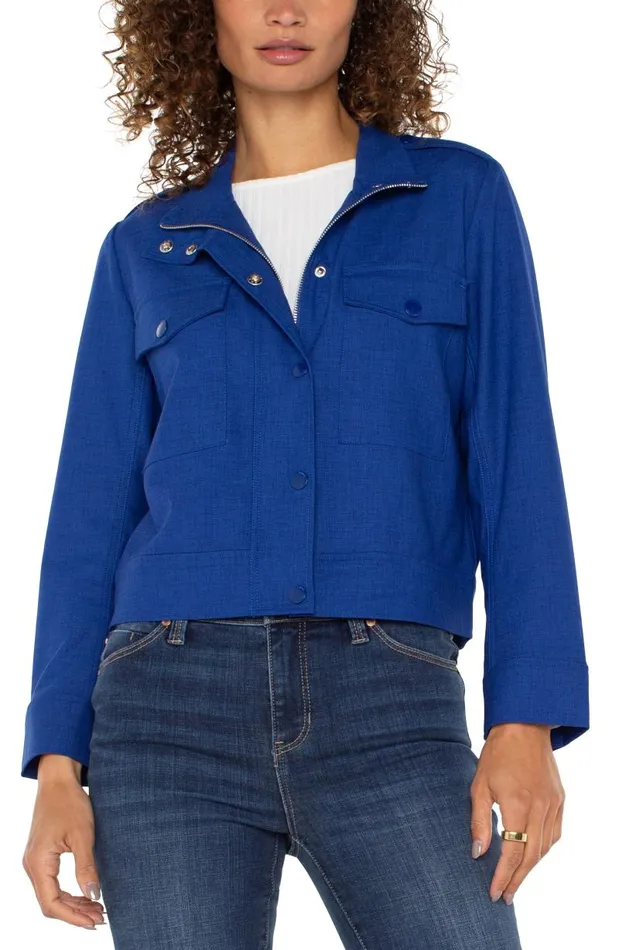 Liverpool Los Angeles Jackets UTILITY CROP JACKET Blue Topaz 8211 Womens