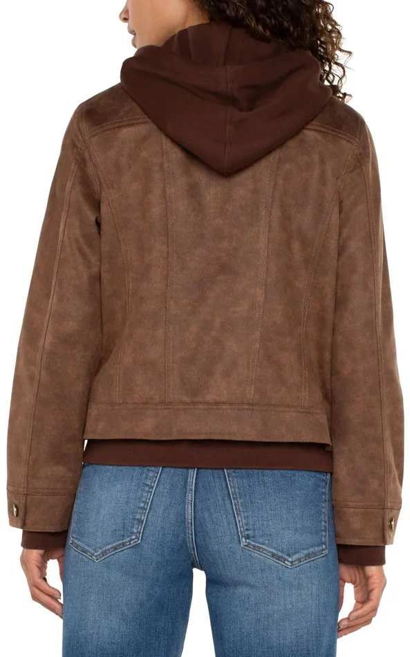 Liverpool Los Angeles Jackets ZIP UP TRUCKER JACKET WITH REMOVABLE HOOD Vintage Umber 8211 Womens