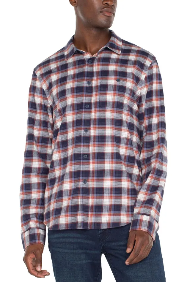 Liverpool Los Angeles Shirts LONG SLEEVE BUTTON UP SHIRT Navy Off White Brick 8211 Mens Liverpool Los Angeles Shirts LONG SLEEVE BUTTON UP SHIRT Navy Off White Brick 8211 Mens