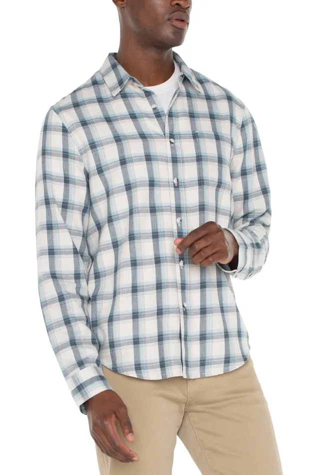 Liverpool Los Angeles Shirts LONG SLEEVE BUTTON UP SHIRT Putty Blue Grey 8211 Mens